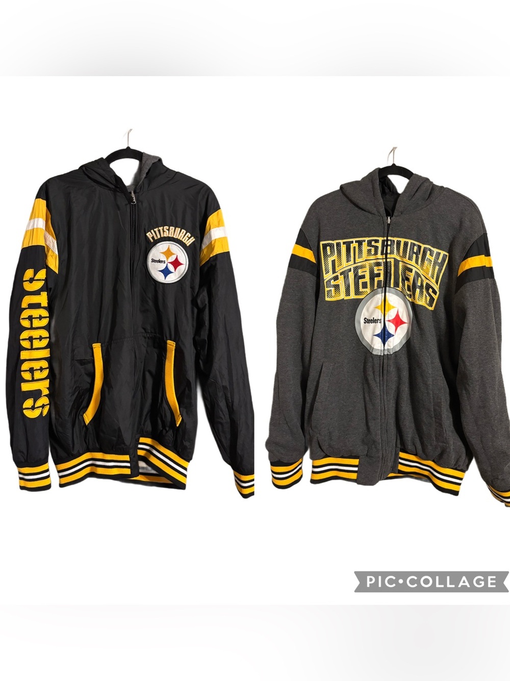 NFL Steelers Reversible  Black & Gray Zip-Up Hoodie Jackets Men’s/Unisex Sz L